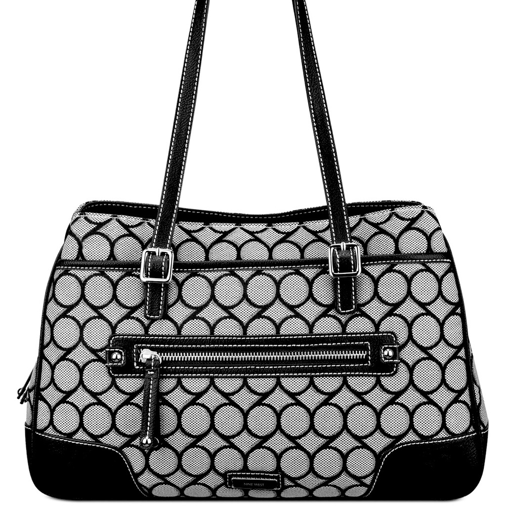 Nine West Black & Gray Double Strap Tote